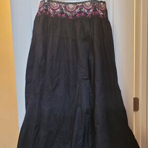 Nostalgia Y2K boho black tiered embrouded Fairy Grunge Skirt